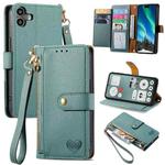 For Nothing CMF Phone 1 Love Zipper Lanyard Leather Phone Case(Green)