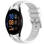 For Samsung Galaxy Watch FE 40mm 20mm Quick Release Silver Buckle Royal Silicone Watch Band(White)