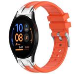 For Samsung Galaxy Watch FE 40mm 20mm Quick Release Silver Buckle Royal Silicone Watch Band(Orange)