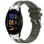 For Samsung Galaxy Watch FE 40mm 20mm Quick Release Silver Buckle Royal Silicone Watch Band(Olive Green)