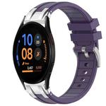 For Samsung Galaxy Watch FE 40mm 20mm Quick Release Silver Buckle Royal Silicone Watch Band(Purple)