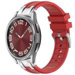 For Samsung Galaxy Watch 6 Classic 20mm Quick Release Silver Buckle Royal Silicone Watch Band(Red)