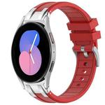 For Samsung Galaxy Watch 5 40 / 44mm 20mm Quick Release Silver Buckle Royal Silicone Watch Band(Red)