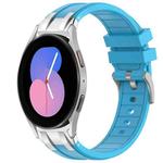 For Samsung Galaxy Watch 5 40 / 44mm 20mm Quick Release Silver Buckle Royal Silicone Watch Band(Sky Blue)