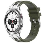 For Samsung Galaxy Watch 4 Classic 42 / 46mm 20mm Quick Release Silver Buckle Royal Silicone Watch Band(Olive Green)