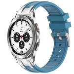 For Samsung Galaxy Watch 4 Classic 42 / 46mm 20mm Quick Release Silver Buckle Royal Silicone Watch Band(Sea Blue)