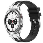 For Samsung Galaxy Watch 4 Classic 42 / 46mm 20mm Quick Release Silver Buckle Royal Silicone Watch Band(Black)