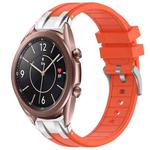 For Samsung Galaxy Watch3 41mm 20mm Quick Release Silver Buckle Royal Silicone Watch Band(Orange)