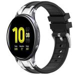 For Samsung Galaxy Watch Active 2 20mm Quick Release Silver Buckle Royal Silicone Watch Band(Black)