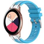 For Samsung Galaxy Watch Active 20mm Quick Release Silver Buckle Royal Silicone Watch Band(Sky Blue)