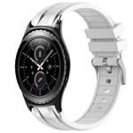 For Samsung Gear S2 Classic 20mm Quick Release Silver Buckle Royal Silicone Watch Band(White)