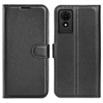 For TCL 501 Litchi Texture Horizontal Flip Leather Phone Case with Holder(Black)