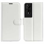 For TCL 50 5G Litchi Texture Horizontal Flip Leather Phone Case with Holder(White)