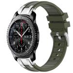 For Samsung Galaxy Gear S3 Frontier 22mm Quick Release Silver Buckle Royal Silicone Watch Band(Olive Green)