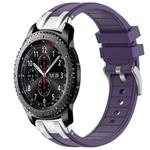 For Samsung Galaxy Gear S3 Frontier 22mm Quick Release Silver Buckle Royal Silicone Watch Band(Purple)