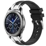 For Samsung Galaxy Gear S3 Classic 22mm Quick Release Silver Buckle Royal Silicone Watch Band(Black)