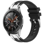 For Samsung Galaxy Watch 46mm 22mm Quick Release Silver Buckle Royal Silicone Watch Band(Black)