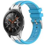 For Samsung Galaxy Watch 46mm 22mm Quick Release Silver Buckle Royal Silicone Watch Band(Sky Blue)