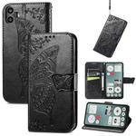 For Nothing CMF Phone 1 Butterfly Love Flower Embossed Leather Phone Case(Black)