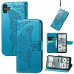 For Nothing CMF Phone 1 Butterfly Love Flower Embossed Leather Phone Case(Blue)