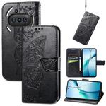 For Nothing Phone 3a Butterfly Love Flower Embossed Leather Phone Case(Black)