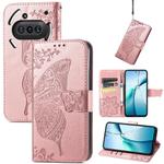 For Nothing Phone 3a Butterfly Love Flower Embossed Leather Phone Case(Rose Gold)