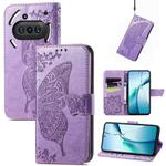 For Nothing Phone 3a Butterfly Love Flower Embossed Leather Phone Case(Light Purple)