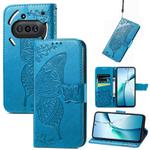 For Nothing Phone 3a Butterfly Love Flower Embossed Leather Phone Case(Blue)