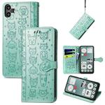 For Nothing CMF Phone 1 Cat and Dog Embossed Leather Phone Case(Green)