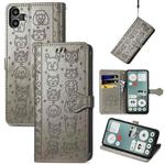 For Nothing CMF Phone 1 Cat and Dog Embossed Leather Phone Case(Gray)