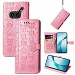 For Nothing Phone 2a Plus Cat and Dog Embossed Leather Phone Case(Pink)