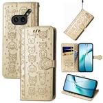 For Nothing Phone 2a Plus Cat and Dog Embossed Leather Phone Case(Gold)