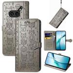 For Nothing Phone 2a Plus Cat and Dog Embossed Leather Phone Case(Gray)