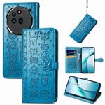For Nothing Phone 3a Cat and Dog Embossed Leather Phone Case(Blue)