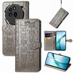 For Nothing Phone 3a Cat and Dog Embossed Leather Phone Case(Gray)
