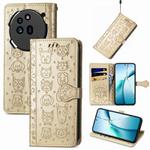 For Nothing Phone 3a Pro Cat and Dog Embossed Leather Phone Case(Gold)