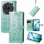 For Nothing Phone 3a Pro Cat and Dog Embossed Leather Phone Case(Green)