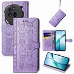 For Nothing Phone 3a Pro Cat and Dog Embossed Leather Phone Case(Purple)