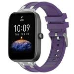 For Amazfit Bip3 Pro Quick Release Silver Buckle 20mm Royal Silicone Watch Band(Purple)