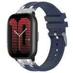 For Amazfit Active Quick Release Silver Buckle 20mm Royal Silicone Watch Band(Navy Blue)