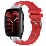 For Amazfit Active Quick Release Silver Buckle 20mm Royal Silicone Watch Band(Red)