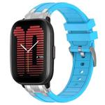 For Amazfit Active Quick Release Silver Buckle 20mm Royal Silicone Watch Band(Sky Blue)