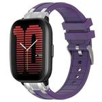 For Amazfit Active Quick Release Silver Buckle 20mm Royal Silicone Watch Band(Purple)