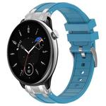 For Amazfit GTR Mini Quick Release Silver Buckle 20mm Royal Silicone Watch Band(Sea Blue)