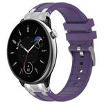 For Amazfit GTR Mini Quick Release Silver Buckle 20mm Royal Silicone Watch Band(Purple)