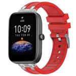 For Amazfit Bip3 Quick Release Silver Buckle 20mm Royal Silicone Watch Band(Red)