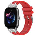 For Amazfit GTS 3 Quick Release Silver Buckle 20mm Royal Silicone Watch Band(Red)