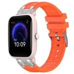 For Amazfit Pop Pro Quick Release Silver Buckle 20mm Royal Silicone Watch Band(Orange)