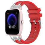 For Amazfit Pop Pro Quick Release Silver Buckle 20mm Royal Silicone Watch Band(Red)