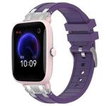 For Amazfit Pop Pro Quick Release Silver Buckle 20mm Royal Silicone Watch Band(Purple)